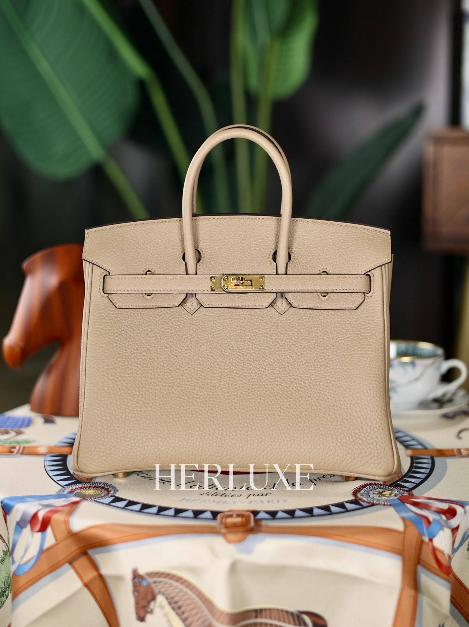 Birkin 25 8Q beige marfa cc togo W