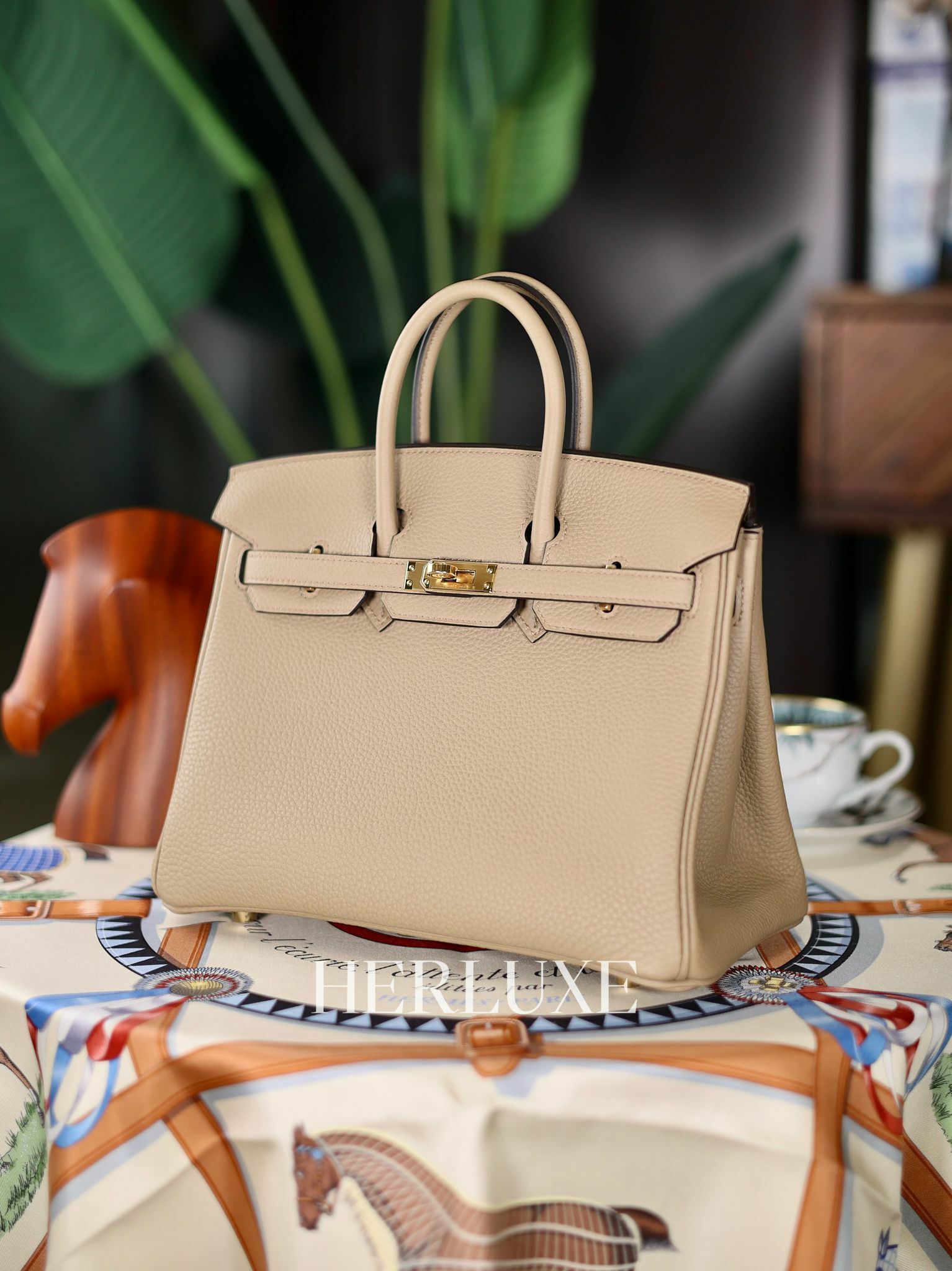 Birkin 25 8Q beige marfa cc togo W