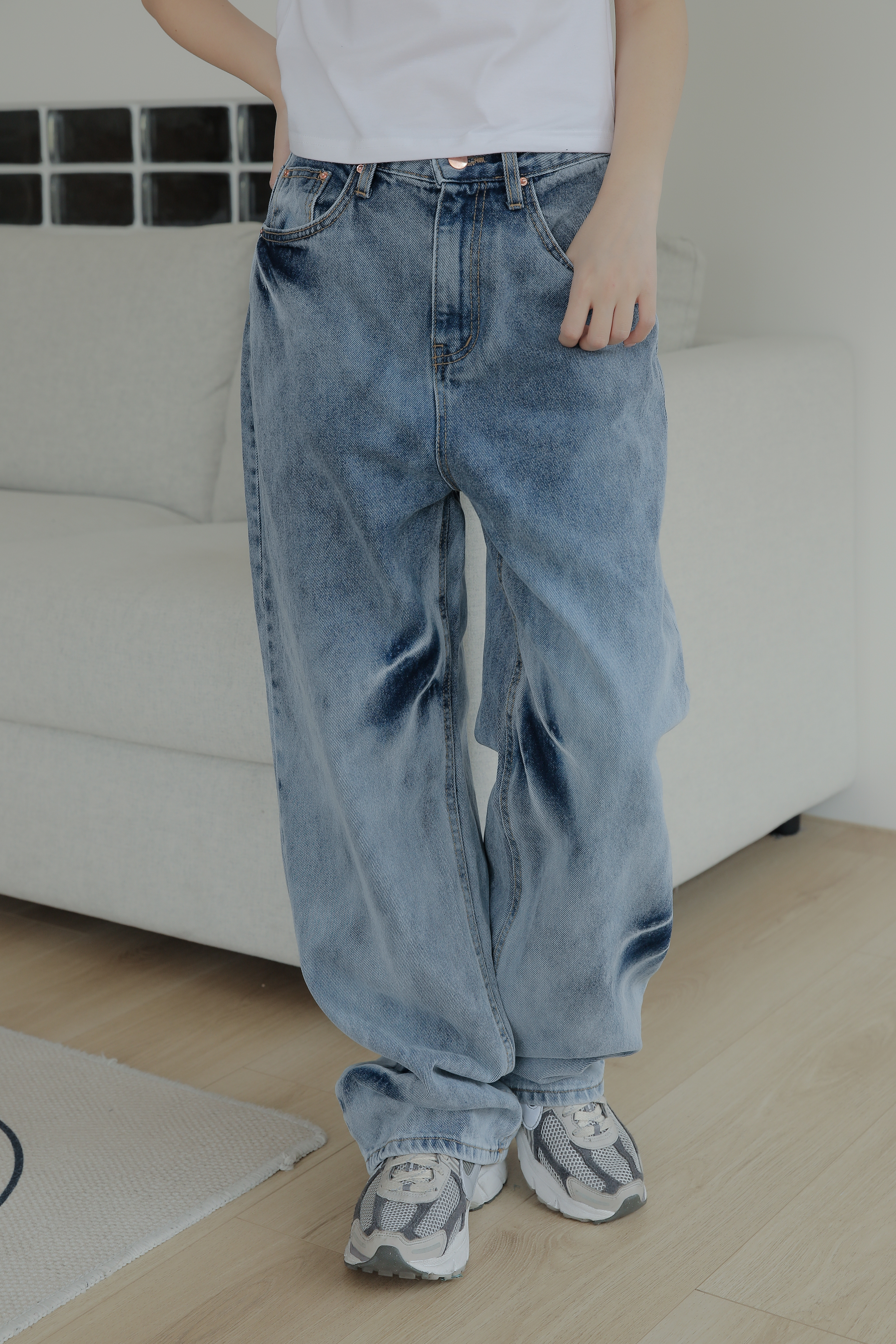 Snow Washing Wide Denim Pants #牛仔褲