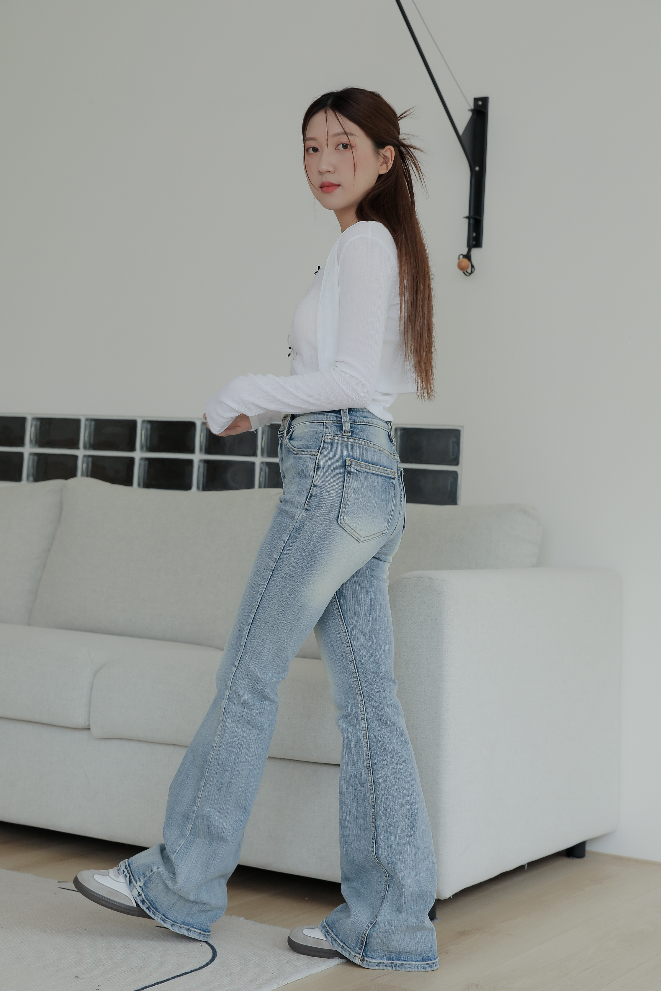 Soft Blue Boot Cut Denim Pants #靴型褲
