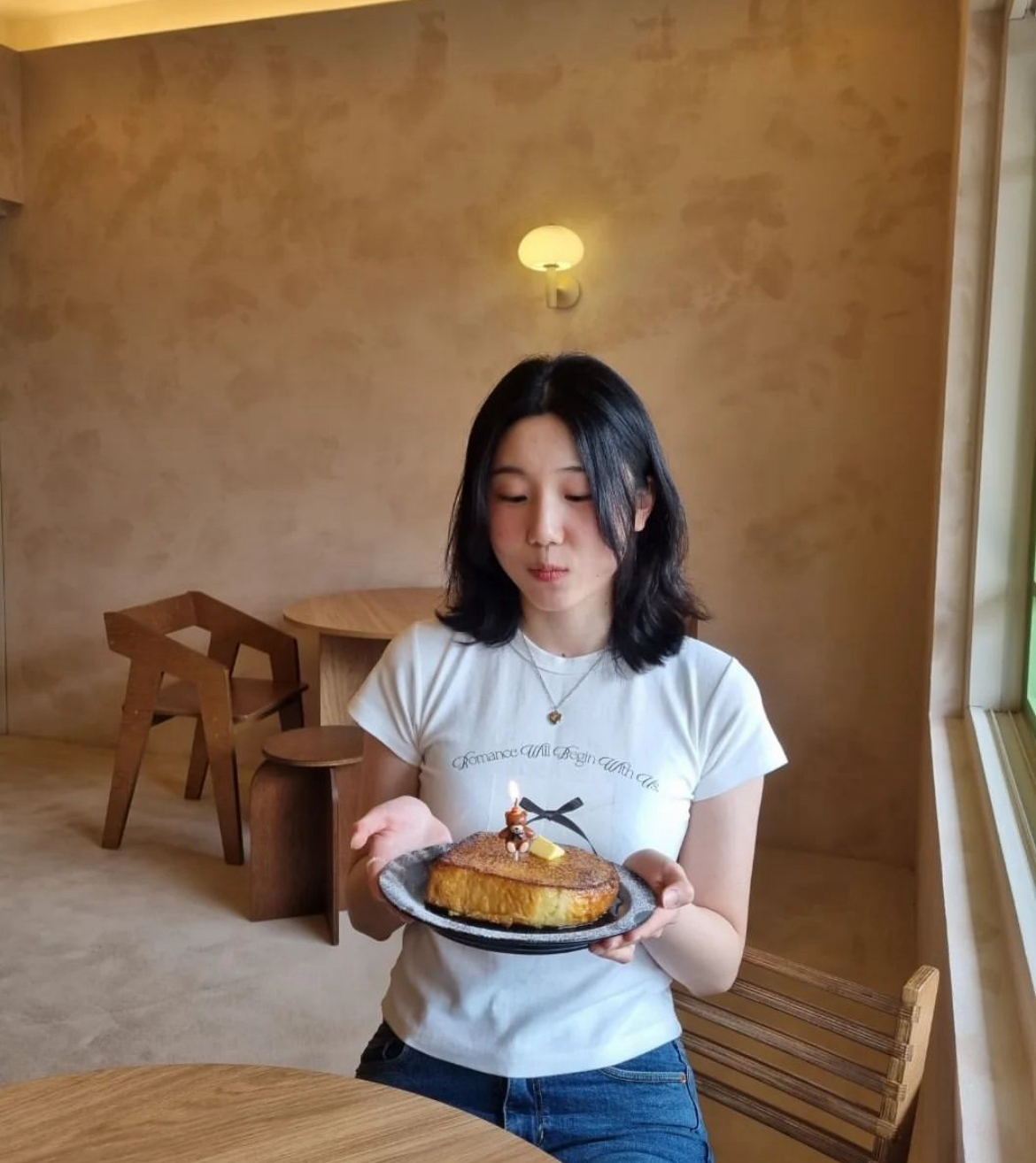 LETTER FROM MOON - Ribbon Letter Slim T-Shirts (White)