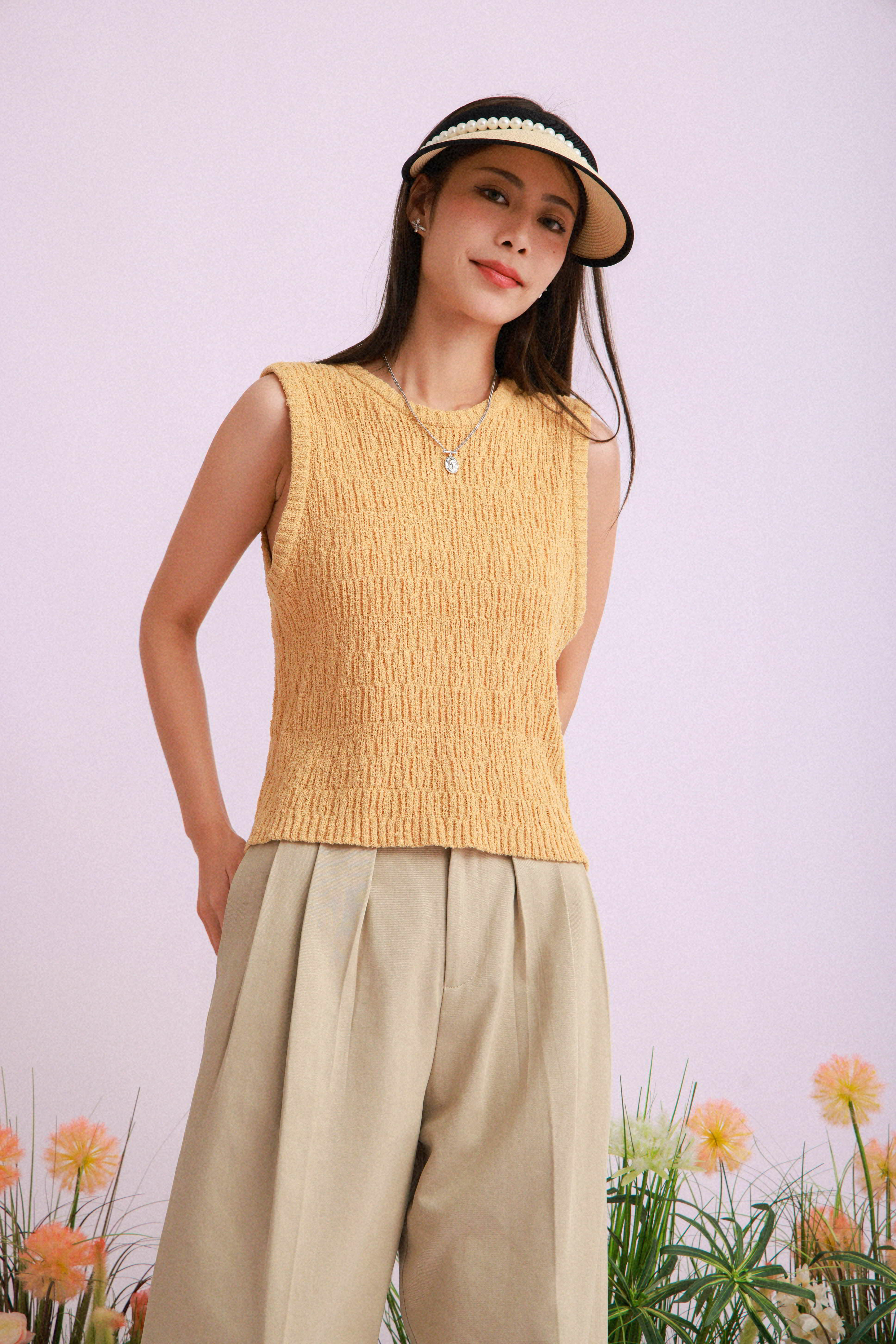 凹凸圈圈線針織背心 (*現貨款式）