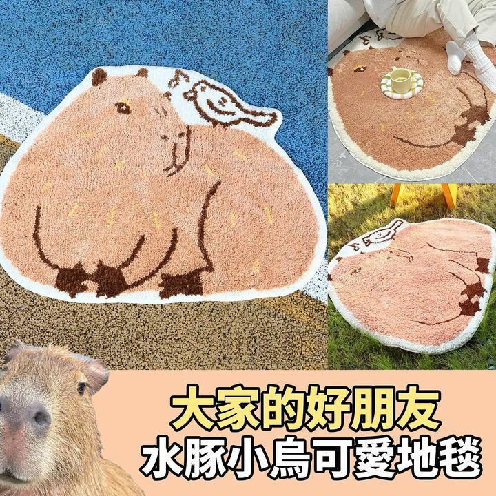 水豚小鳥可愛地氈