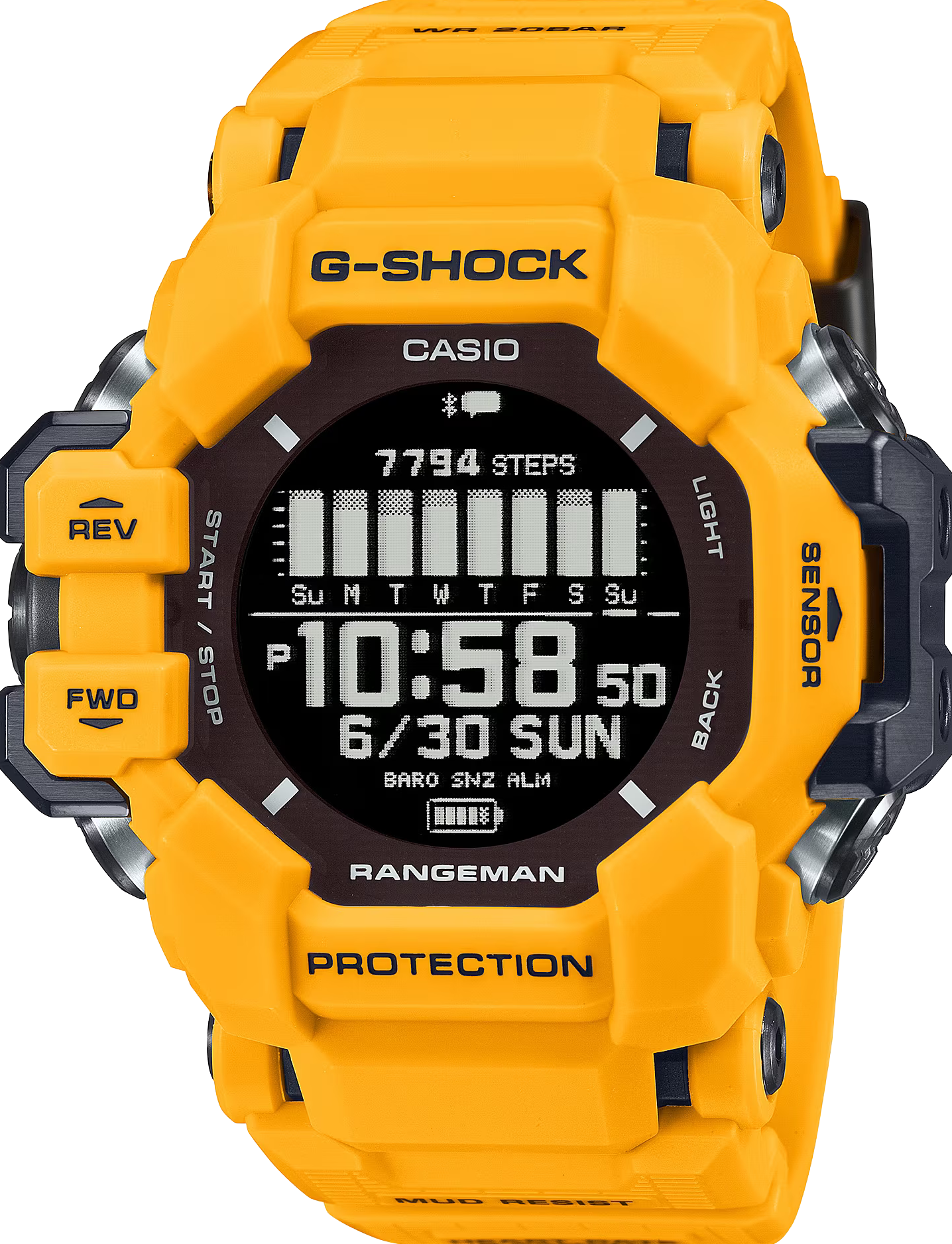 萬年鐘錶 - G-SHOCK   鮮豔色彩泥人系列GPS太陽能藍芽防震運動電子錶  GPR-H1000-9  錶徑 : 53.2mm