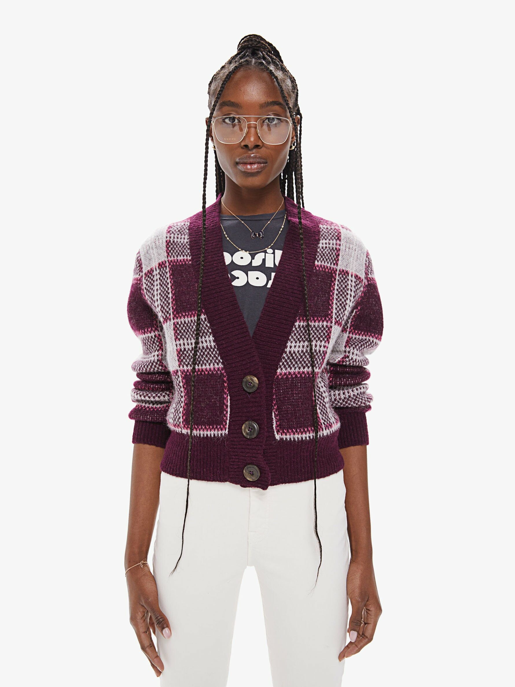 Sum Low Cardigan Top 格紋針織毛衣