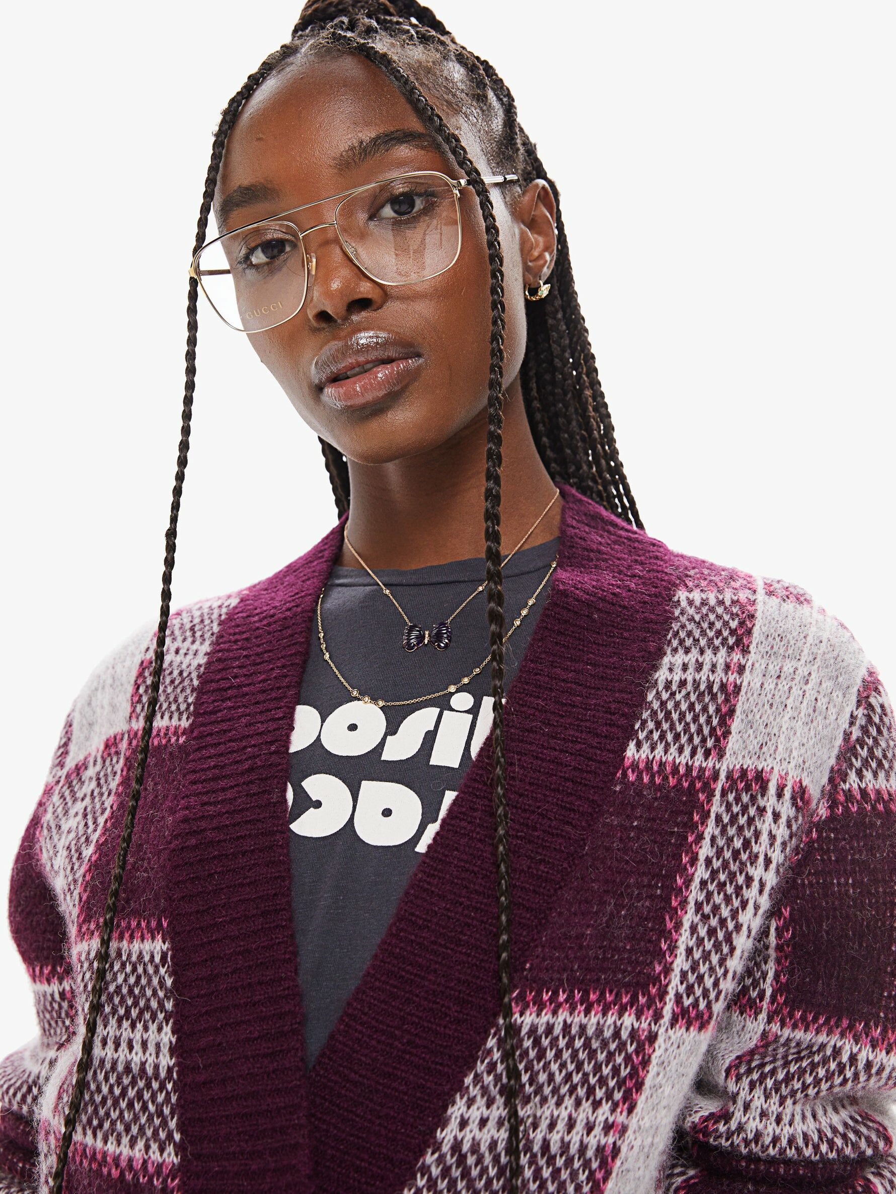 Sum Low Cardigan Top 格紋針織毛衣