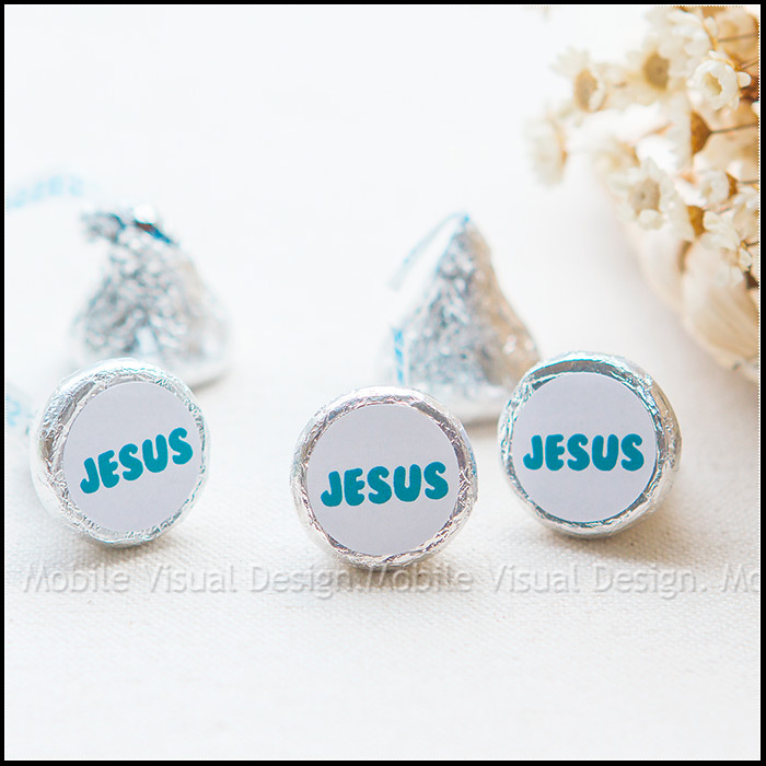 耶穌愛你 Jesus 水滴巧克力-藍綠色系 (每包100顆)