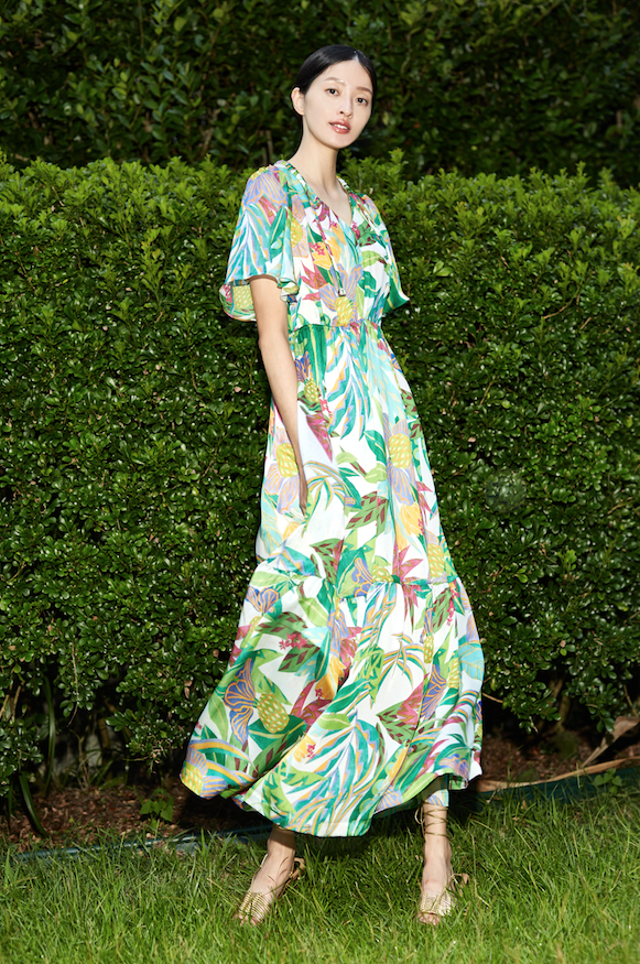 BD10028E1光之森林花草印花V領洋裝