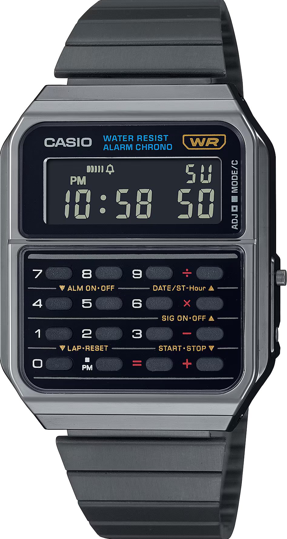 萬年鐘錶 - CASIO  卡西歐 VINTAGE 復古金屬風格計算機電子男錶 CA-500WEGG-1B 錶徑 : 34.4MM