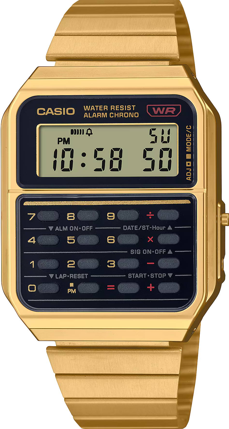 萬年鐘錶 - CASIO  卡西歐 VINTAGE 復古金屬風格計算機電子男錶 CA-500WEG-1A 錶徑 : 34.4MM
