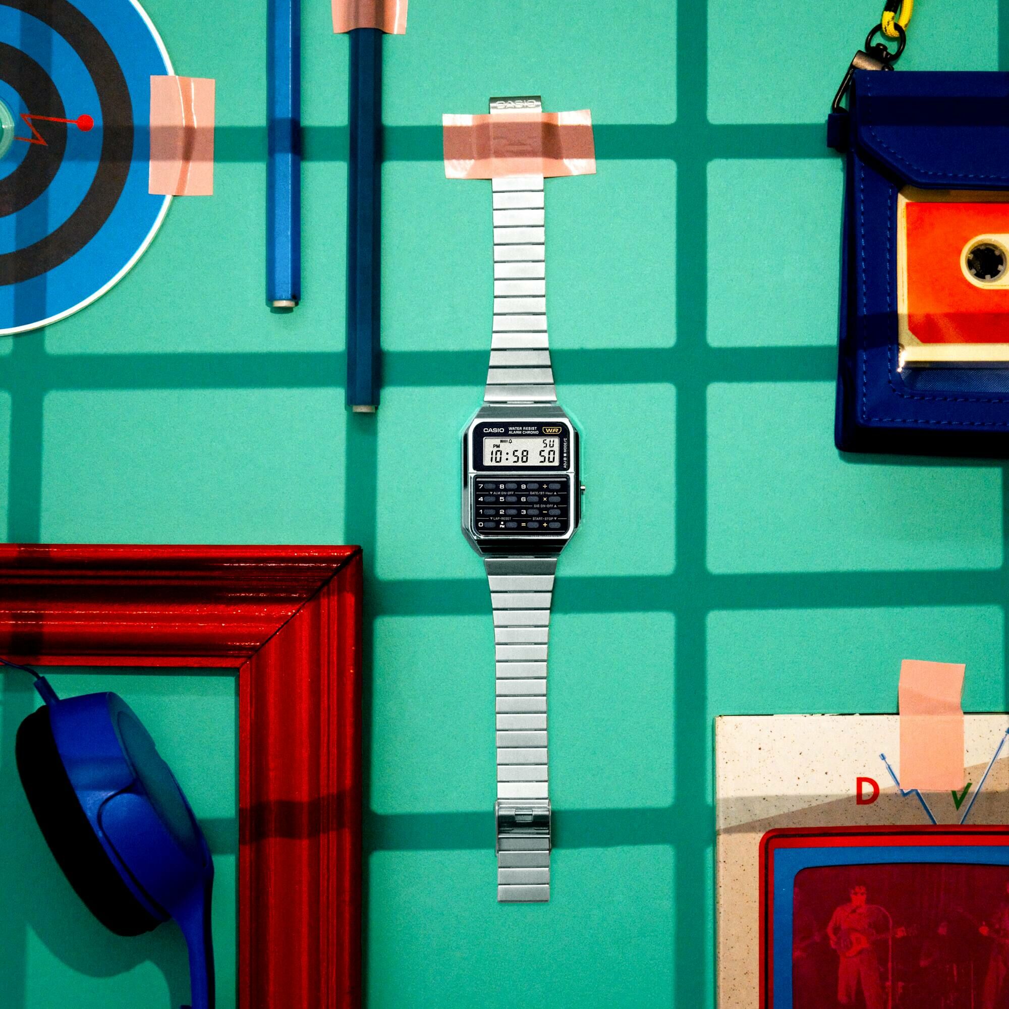 萬年鐘錶- CASIO 卡西歐VINTAGE 復古金屬風格計算機電子男錶CA-500WE-1A