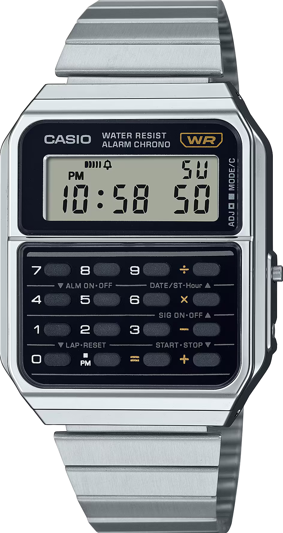 萬年鐘錶 - CASIO  卡西歐 VINTAGE 復古金屬風格計算機電子男錶 CA-500WE-1A  錶徑 : 34.4MM