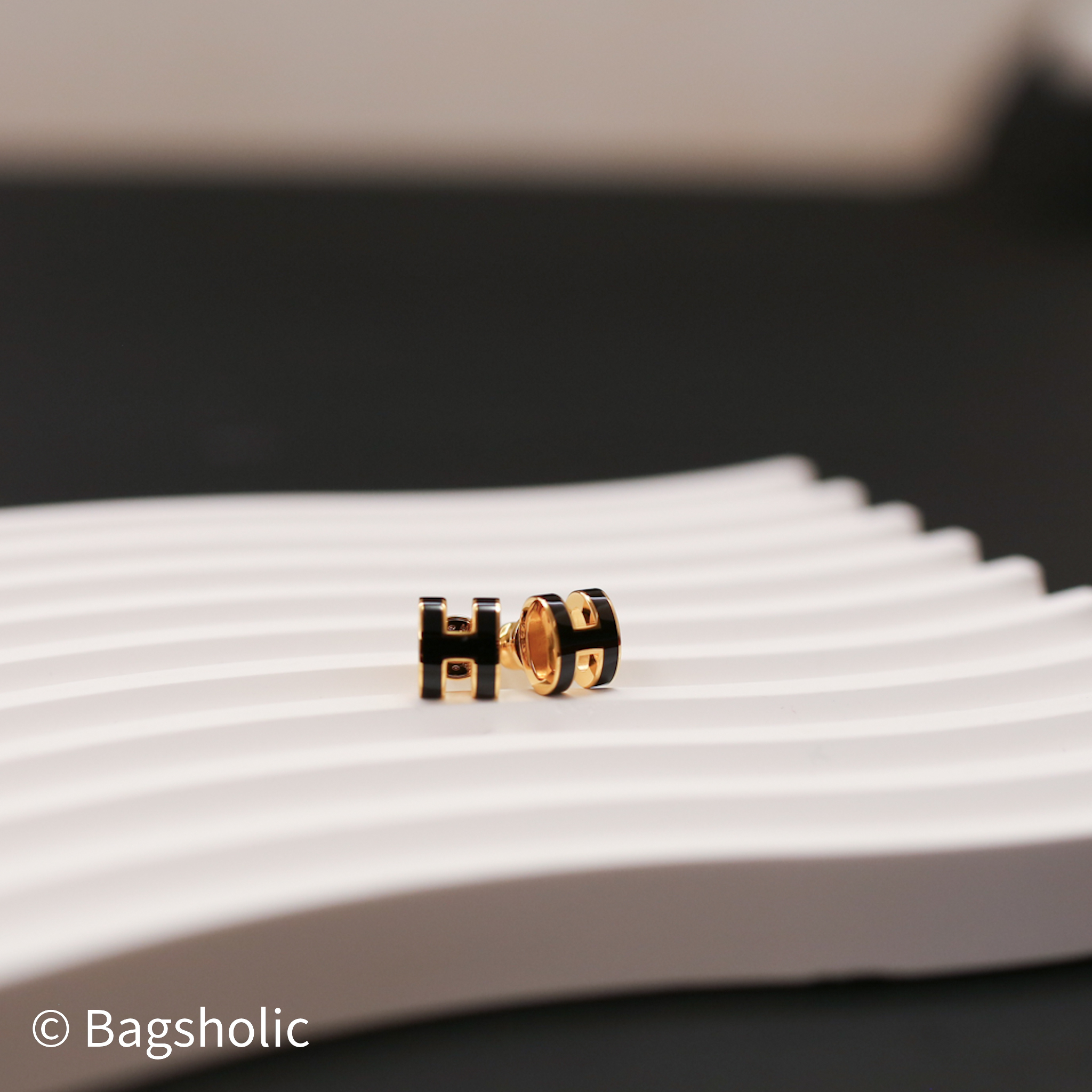 Hermes Pop H Mini Earrings (Black GHW)