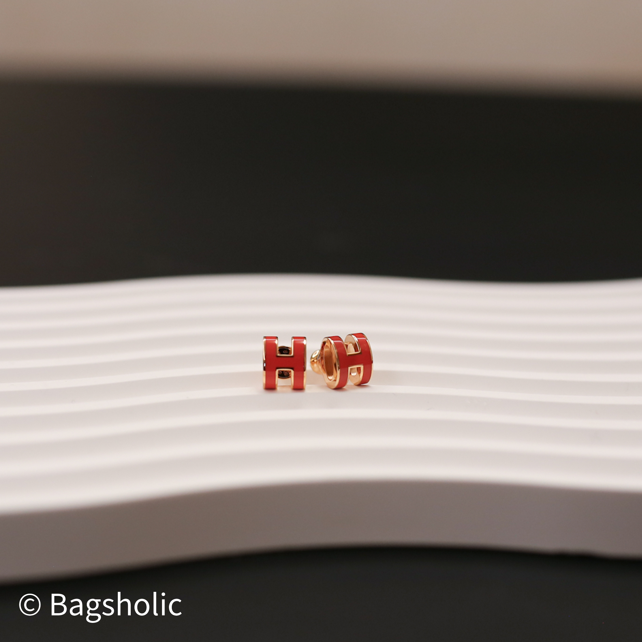 Hermes Pop H Mini Earrings  (Orange Field RGHW)