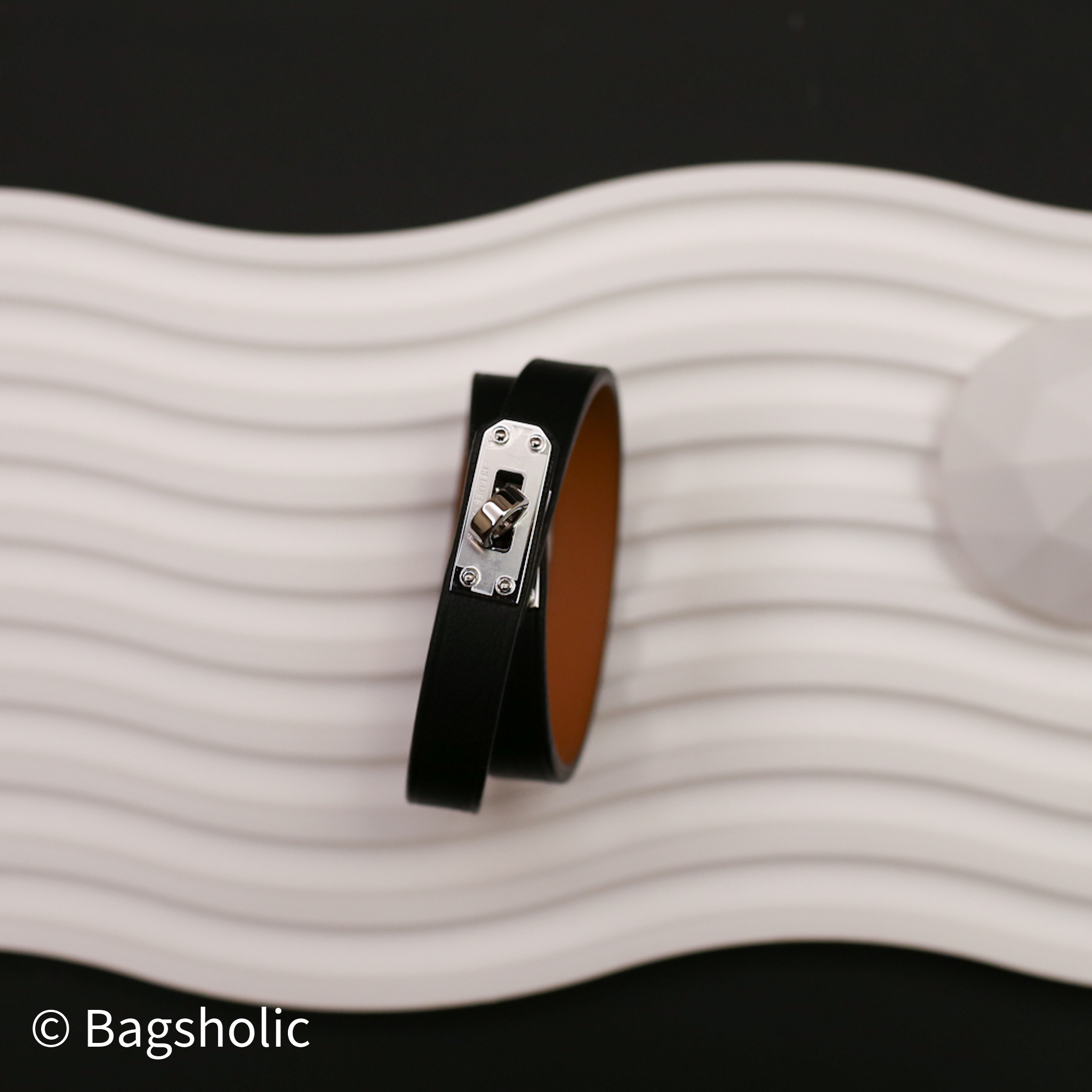 Hermès Mini Double Kelly bracelet （Black PHW）