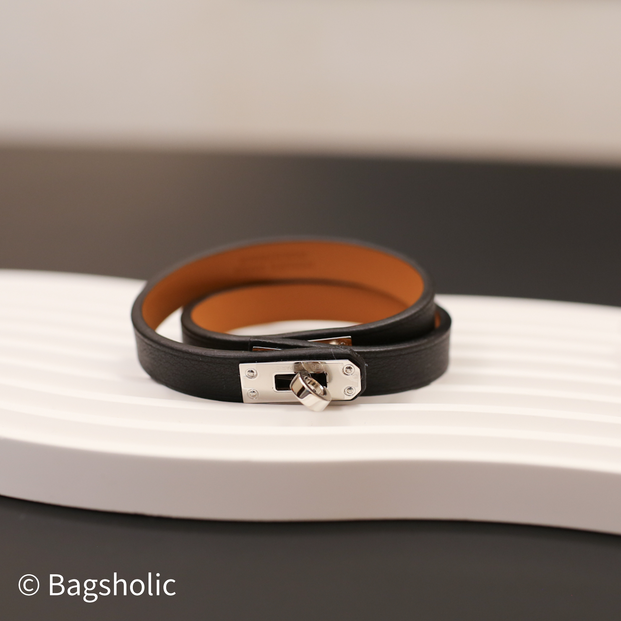 Hermès Mini Double Kelly bracelet （Black PHW）