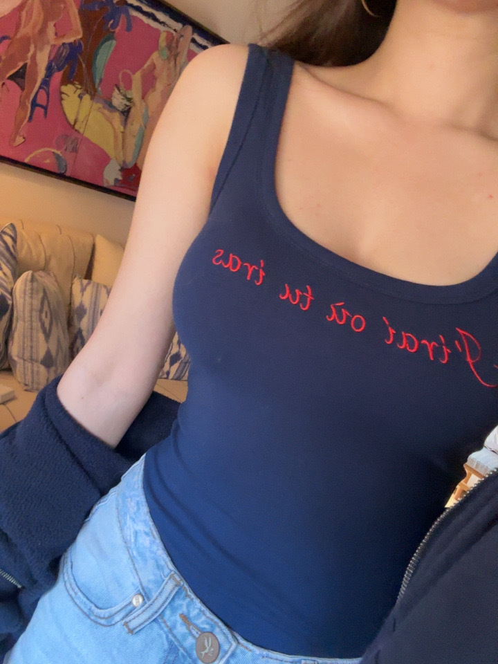 Live in paris 文字刺繡背心