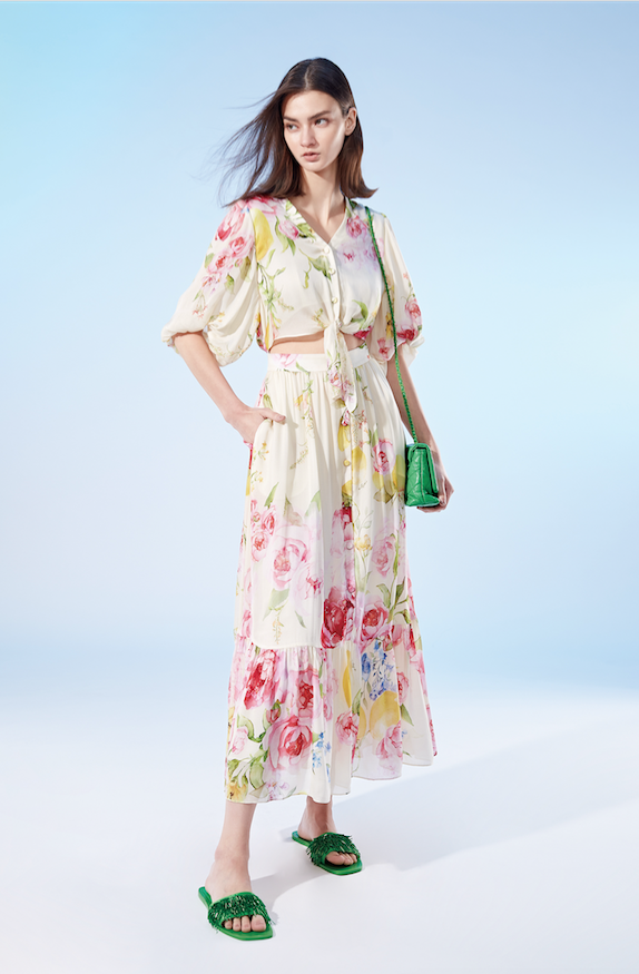 BD10016E1鵝黃色假兩件玫瑰洋裝