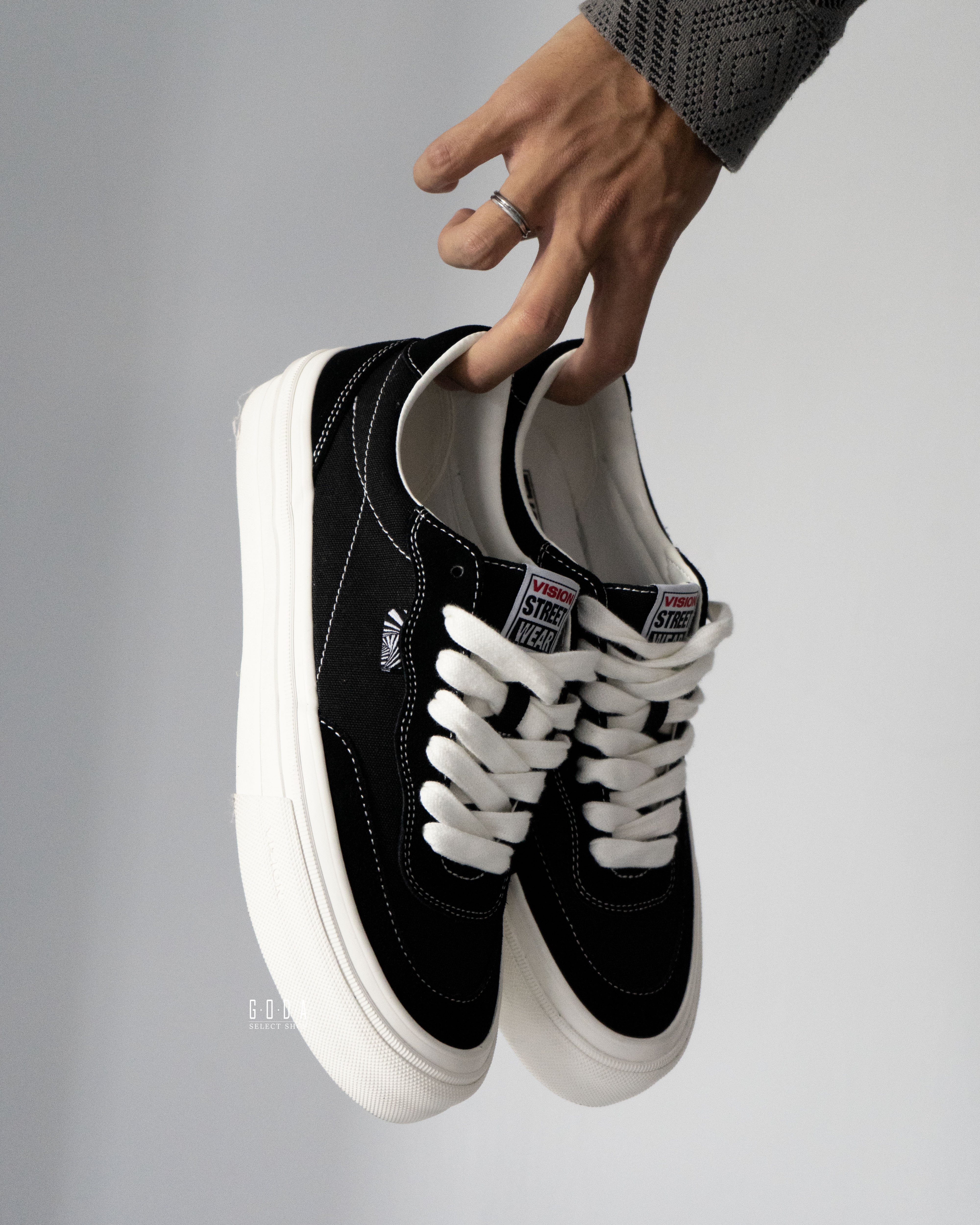 (復古經典) VISION STREET WEAR FLAT TOP系列 街頭滑板鞋 黑色 V231NY700802