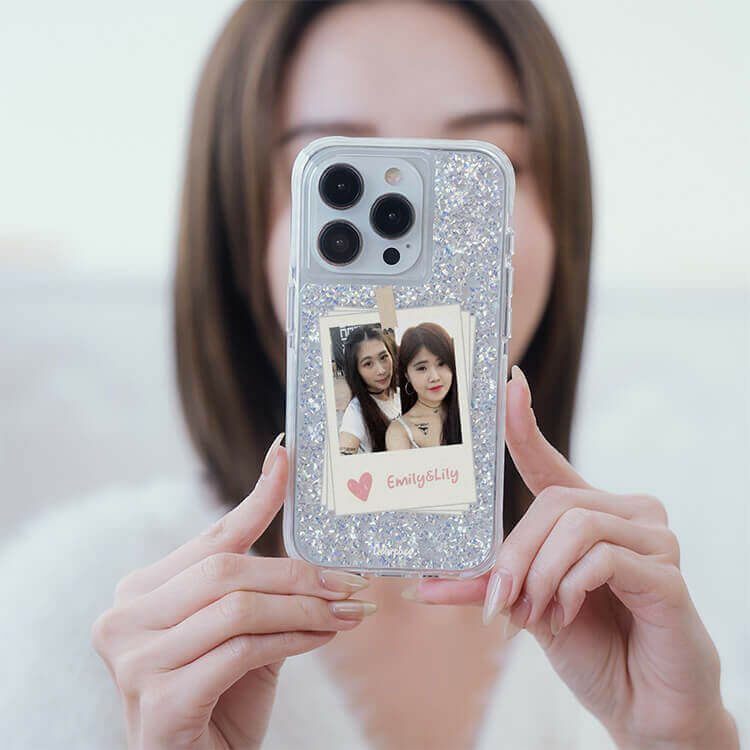 閨蜜合照 銀耀撞白殼 - (訂製名字) - iPhone 客製化手機殼
