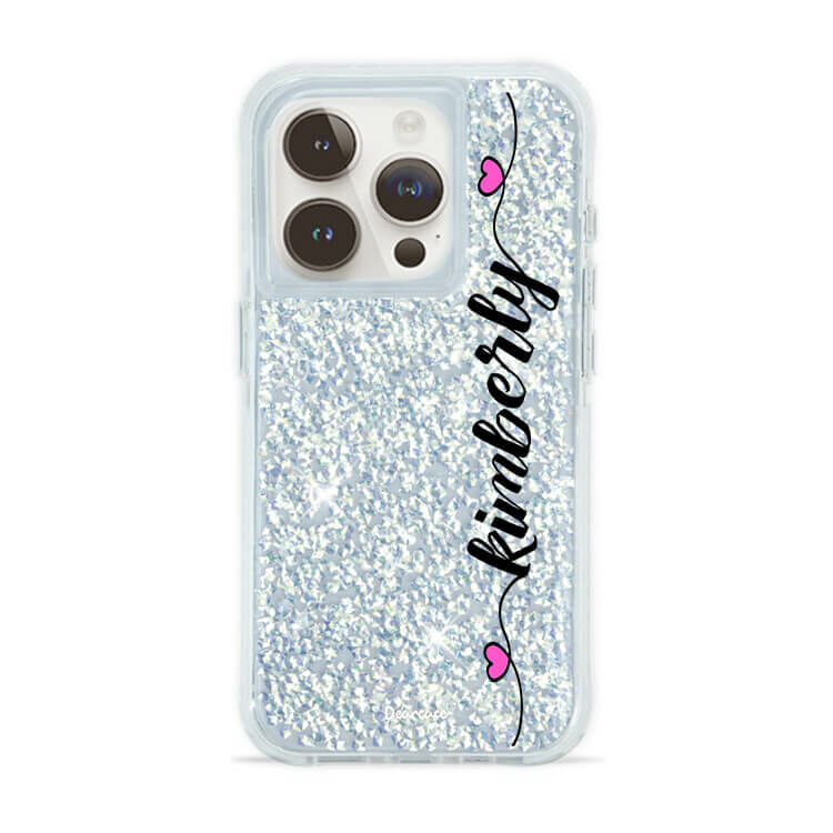 俏皮姓名 銀耀撞白殼 - (訂製名字) - iPhone 客製化手機殼