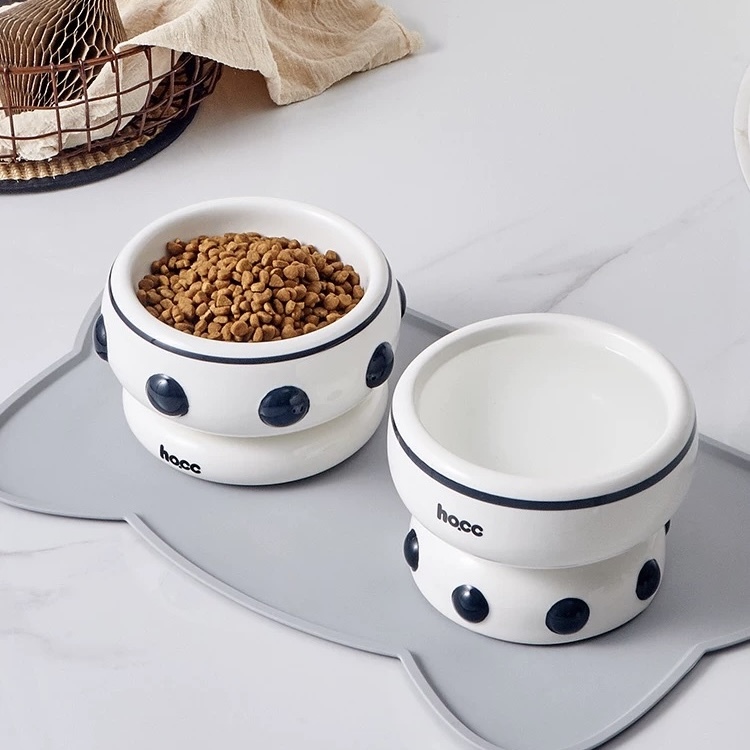 HOCC陶瓷碗 圆点宠物碗