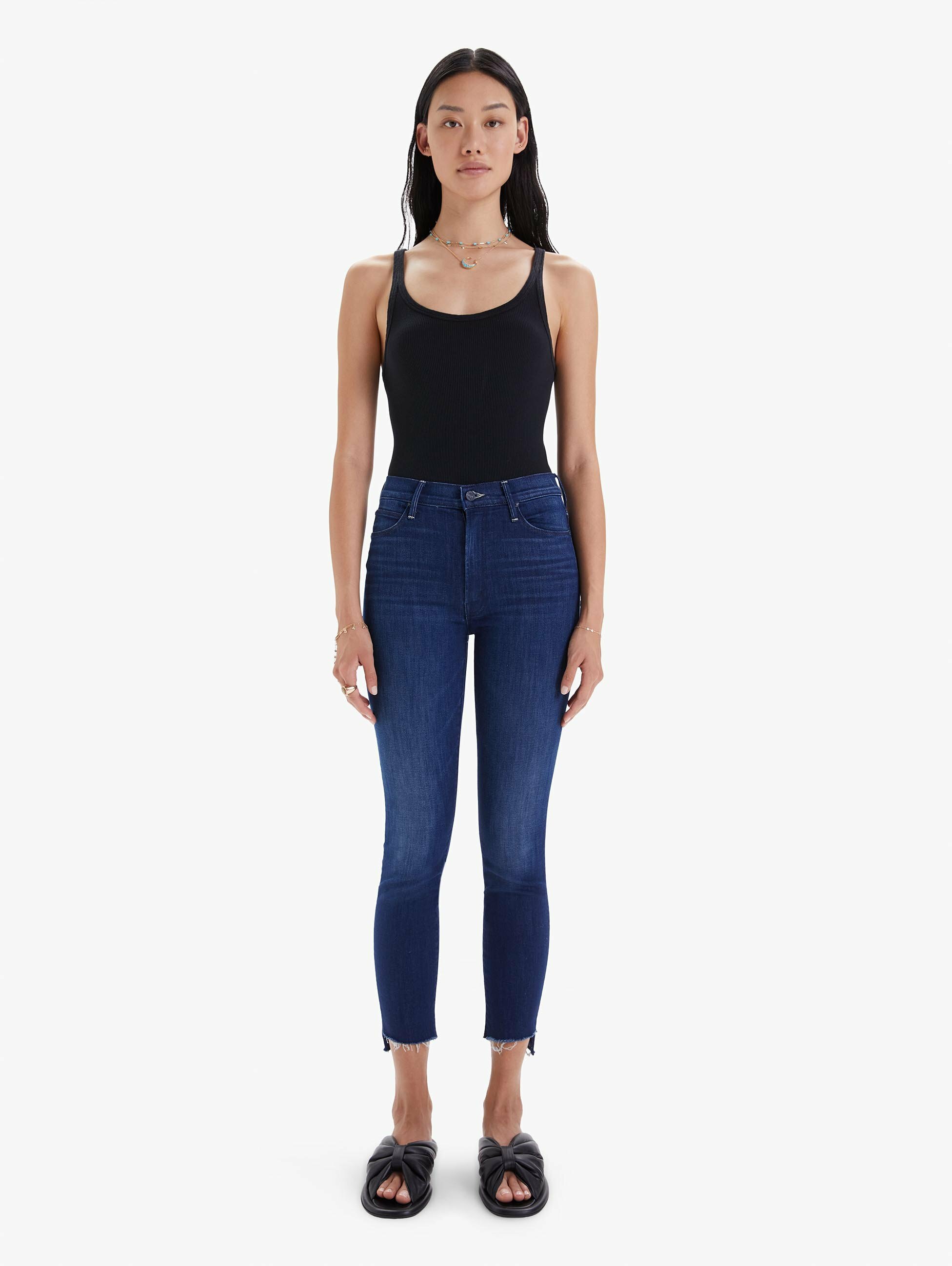 Stunner Zip Ankle Step Fray - 深藍色牛仔褲