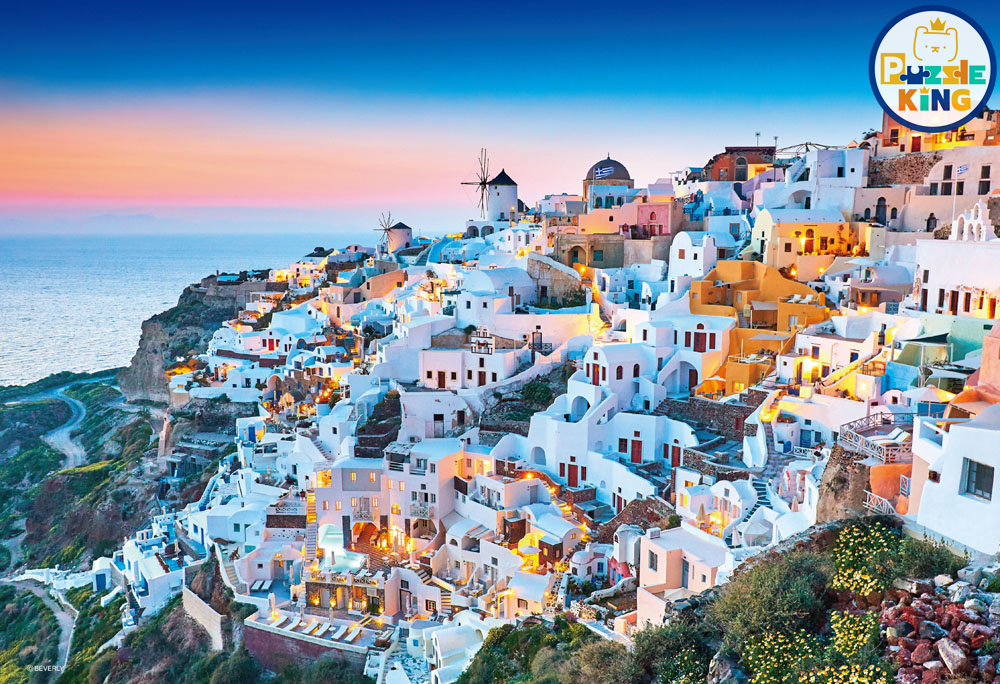 希臘-日落時分的聖托裡尼島 (世界最小)