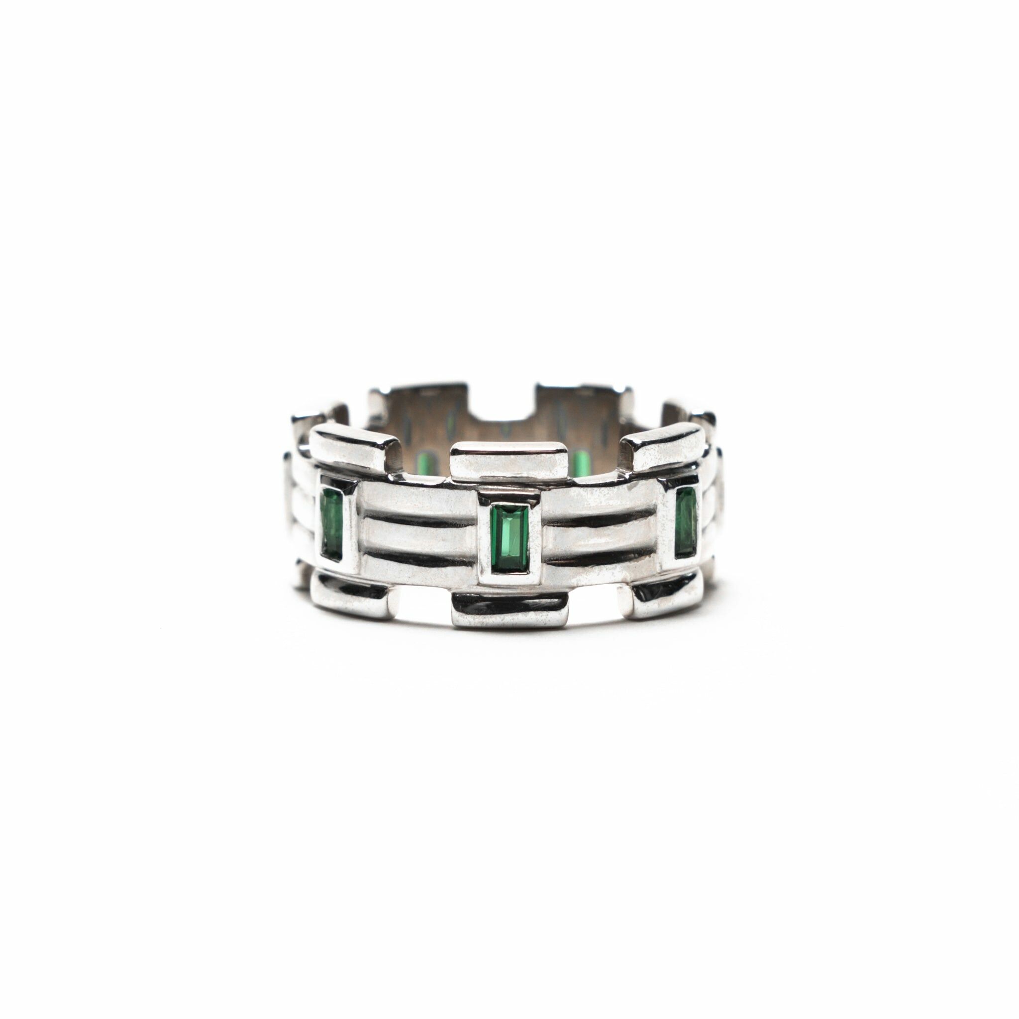 Lui Link Stone Ring (Silver/Emerald)