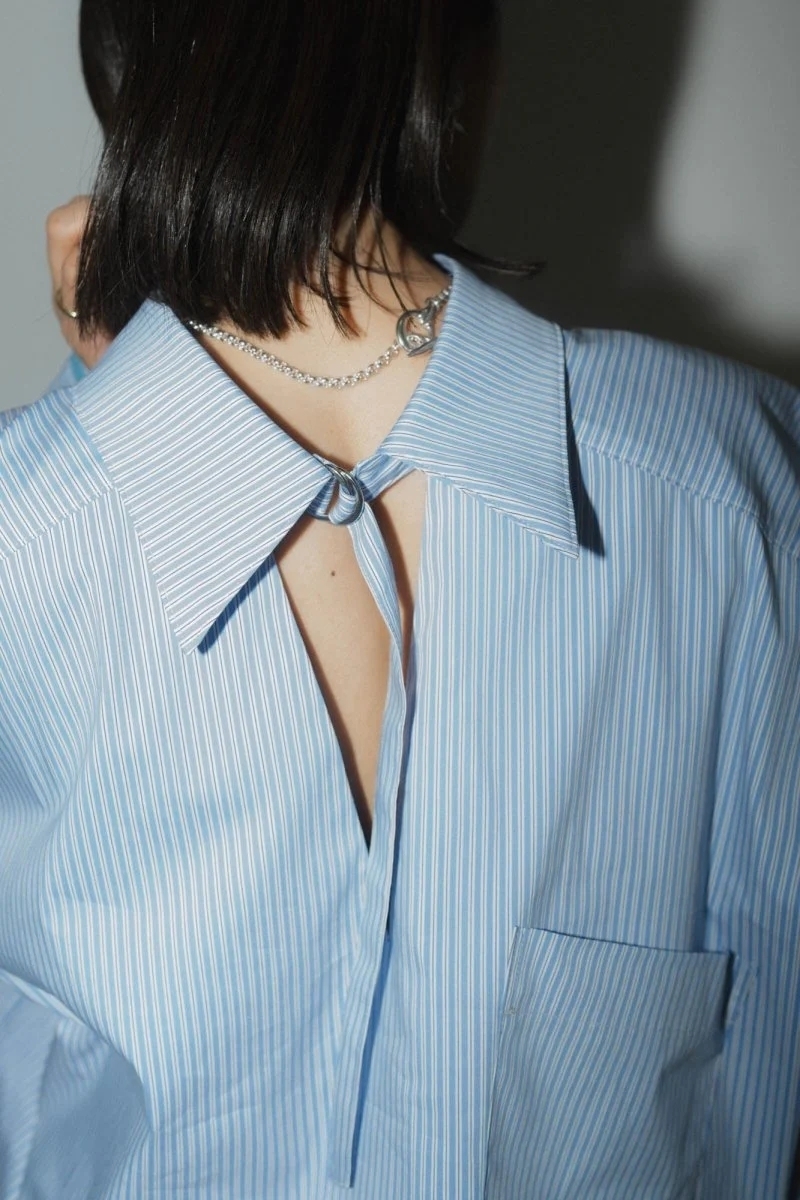 Knuth Marf - 2way stripe volume shirt / STRIPE BLUE