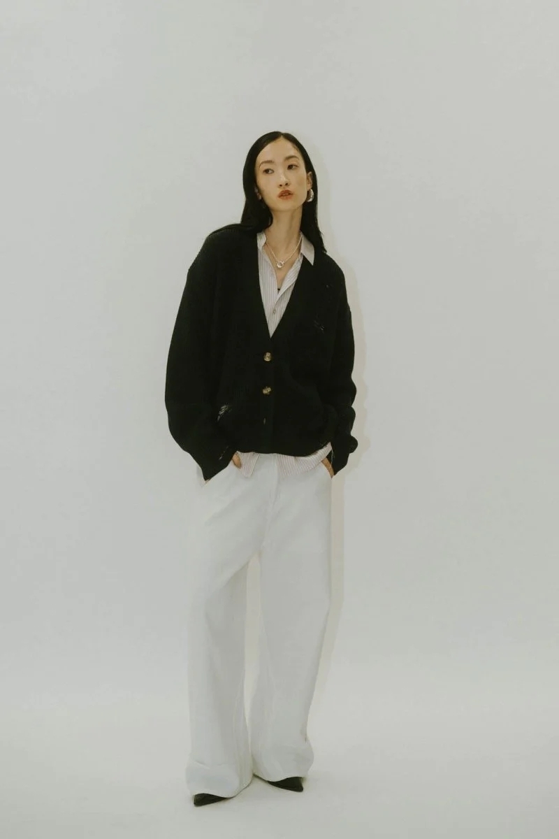 Knuth Marf - shirt docking damage cardigan(unisex) / BL