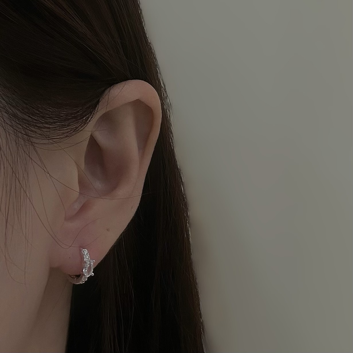 K50橢圓單鑽純銀易扣