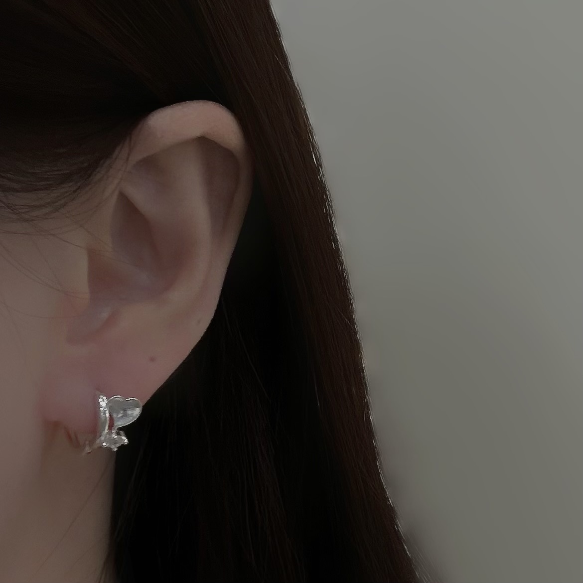 K49愛心單鑽純銀易扣