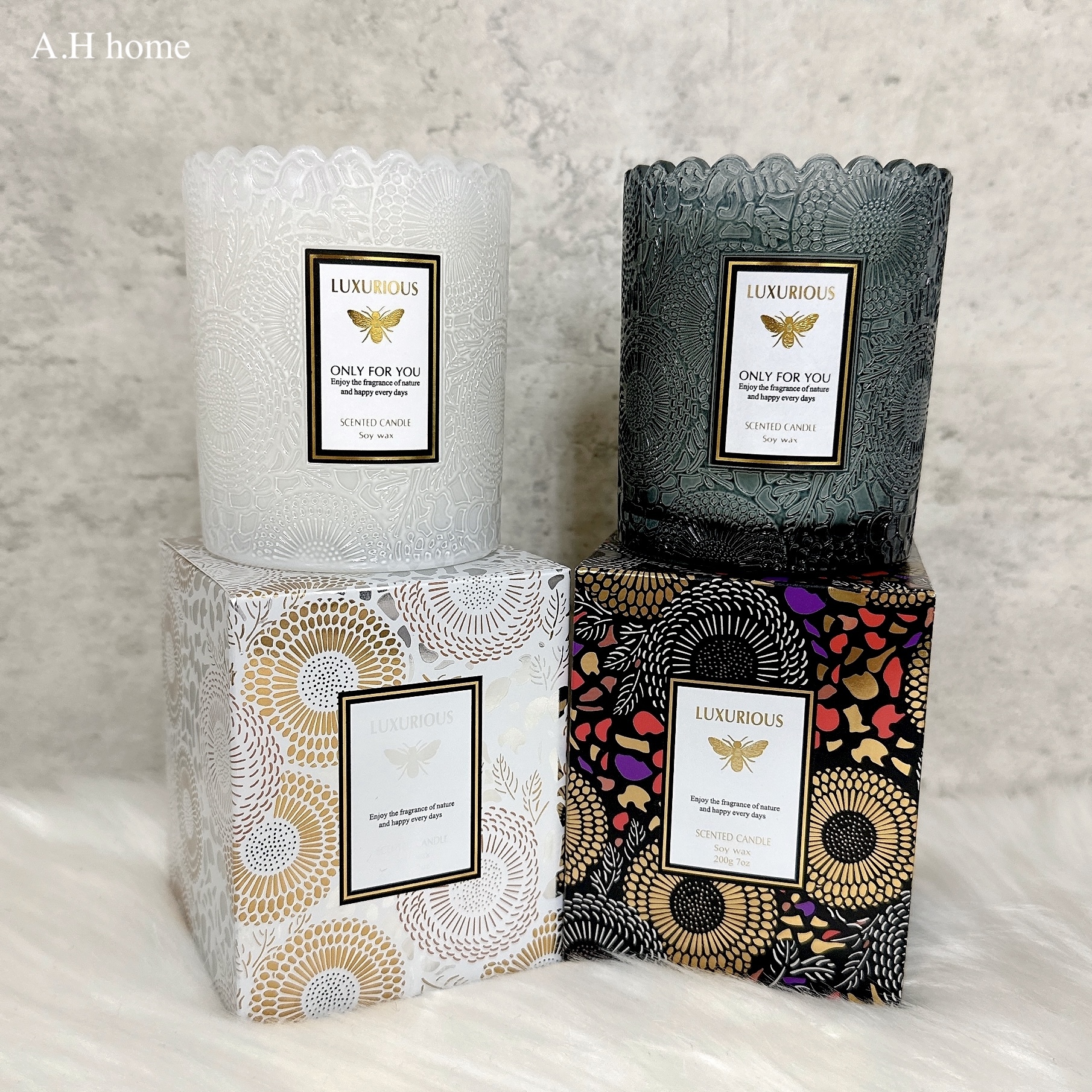 【ＡＨ022】花邊浮雕 天然大豆蠟/香氛蠟燭