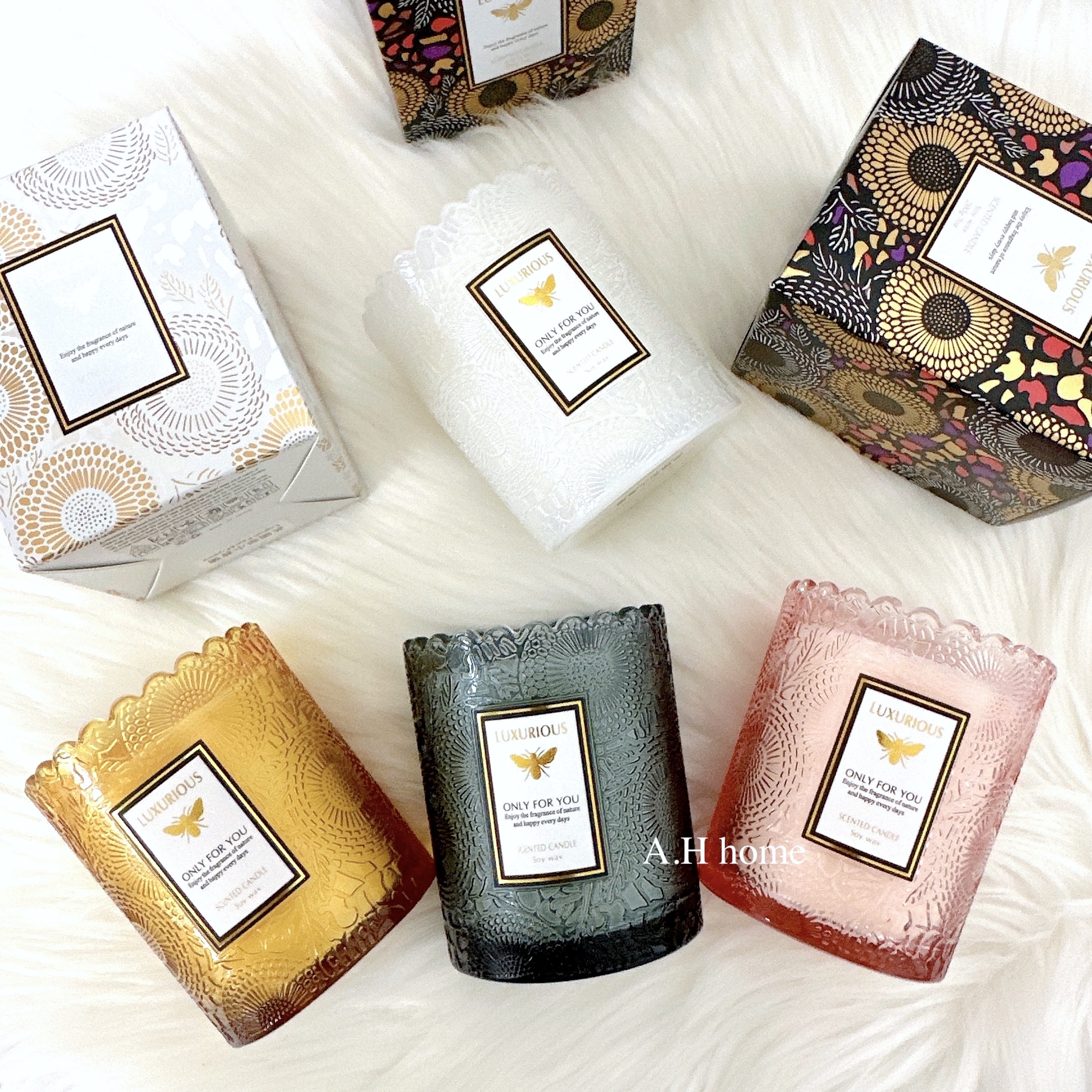 【ＡＨ022】花邊浮雕 天然大豆蠟/香氛蠟燭