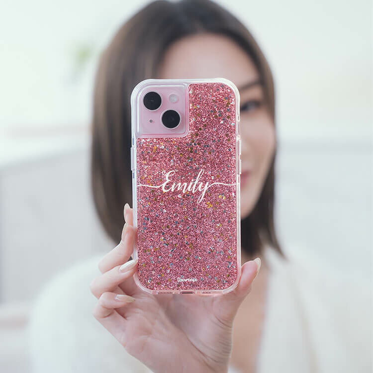 妳的姓名 粉耀撞白殼 - (訂製名字) - iPhone 客製化手機殼