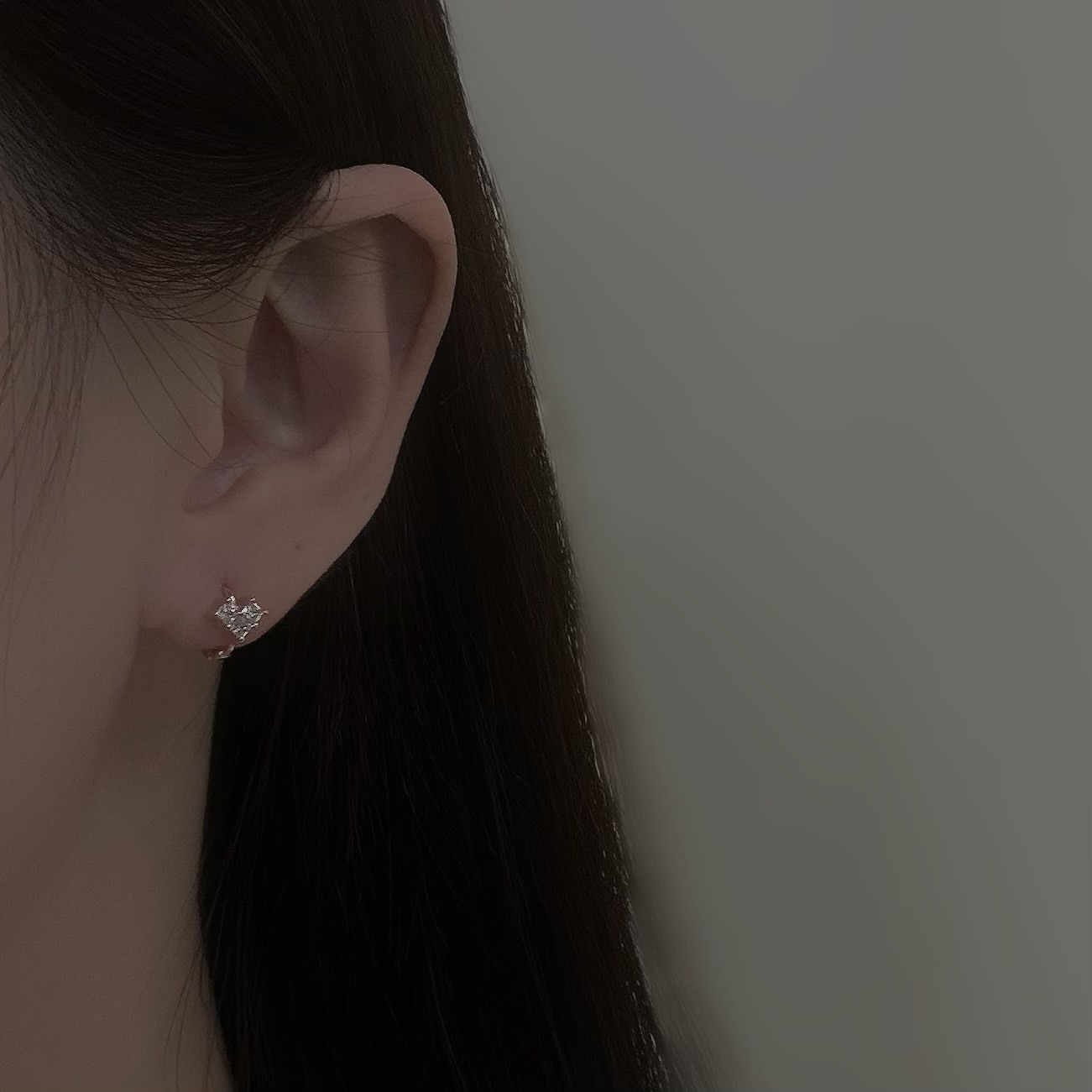 鋯石愛心純銀極小易扣