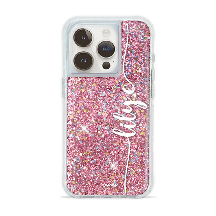 莉莉闆娘 粉耀撞白殼 - (訂製名字) - iPhone 客製化手機殼