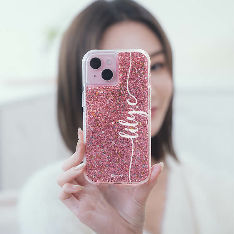 莉莉闆娘 粉耀撞白殼 - (訂製名字) - iPhone 客製化手機殼