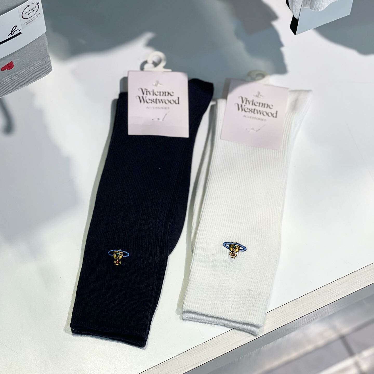 Vivienne Westwood ORB School Rib Crew 西太后 刺繡 白色 黑色 深藍 小腿襪 長襪 襪子