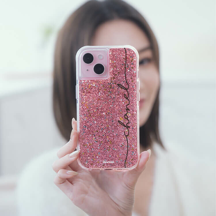 玫金小香 粉耀撞白殼 - (訂製名字) - iPhone 客製化手機殼