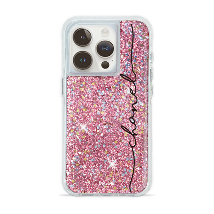 玫金小香 粉耀撞白殼 - (訂製名字) - iPhone 客製化手機殼