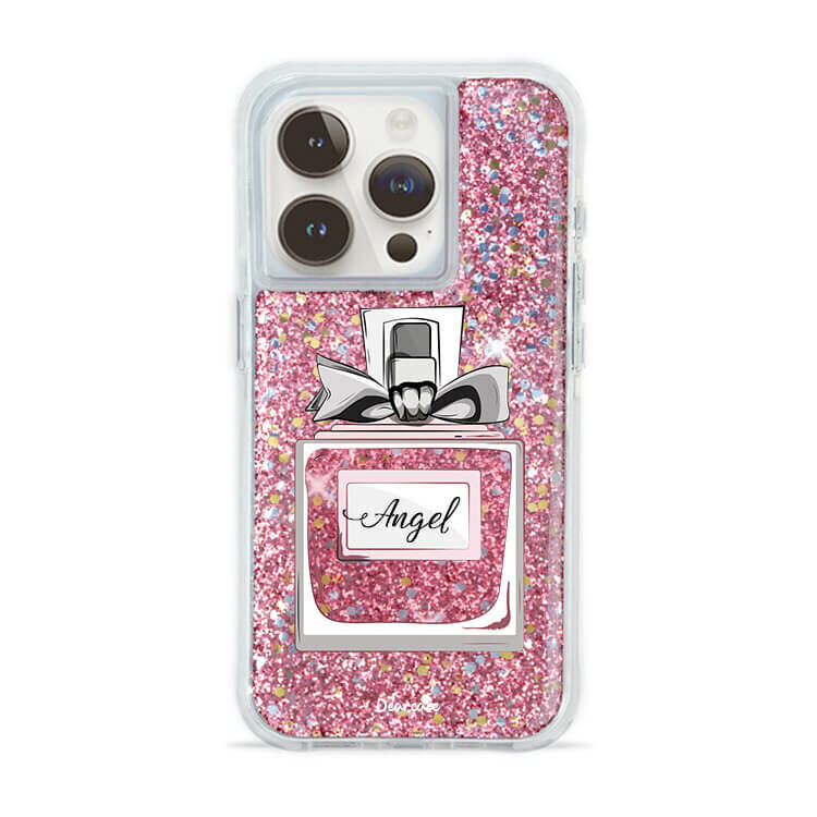 玫粉香水 粉耀撞白殼 - (訂製名字) - iPhone 客製化手機殼