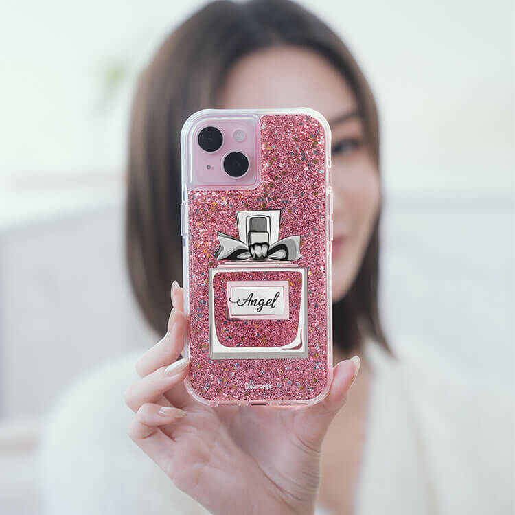 玫粉香水 粉耀撞白殼 - (訂製名字) - iPhone 客製化手機殼