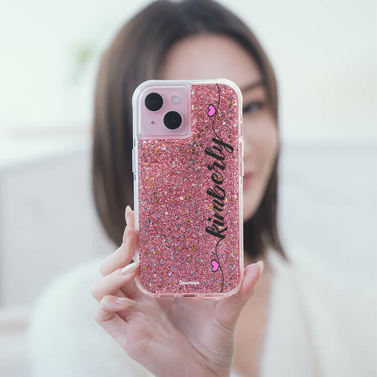 俏皮姓名 粉耀撞白殼 - (訂製名字) - iPhone 客製化手機殼