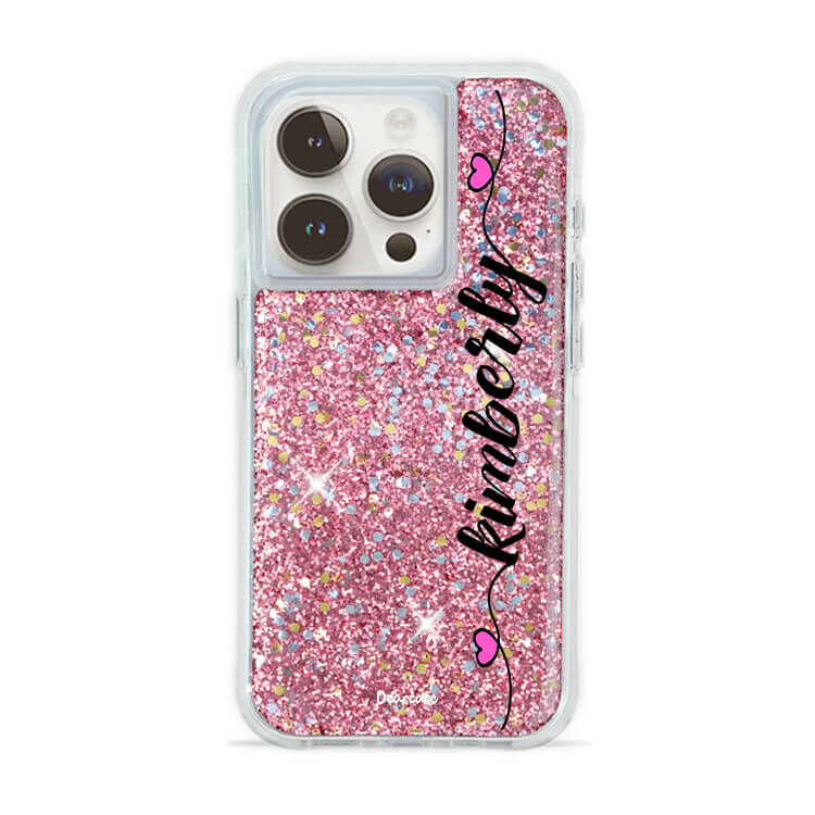 俏皮姓名 粉耀撞白殼 - (訂製名字) - iPhone 客製化手機殼