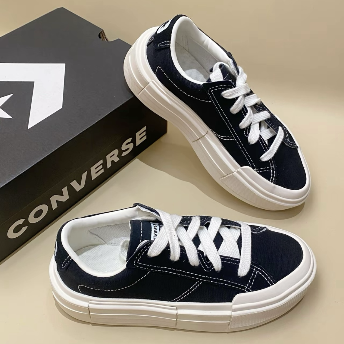 Converse All Star Chuck Taylor Cruise Low Black White 黑白色 厚底增高 UU鞋 帆布鞋