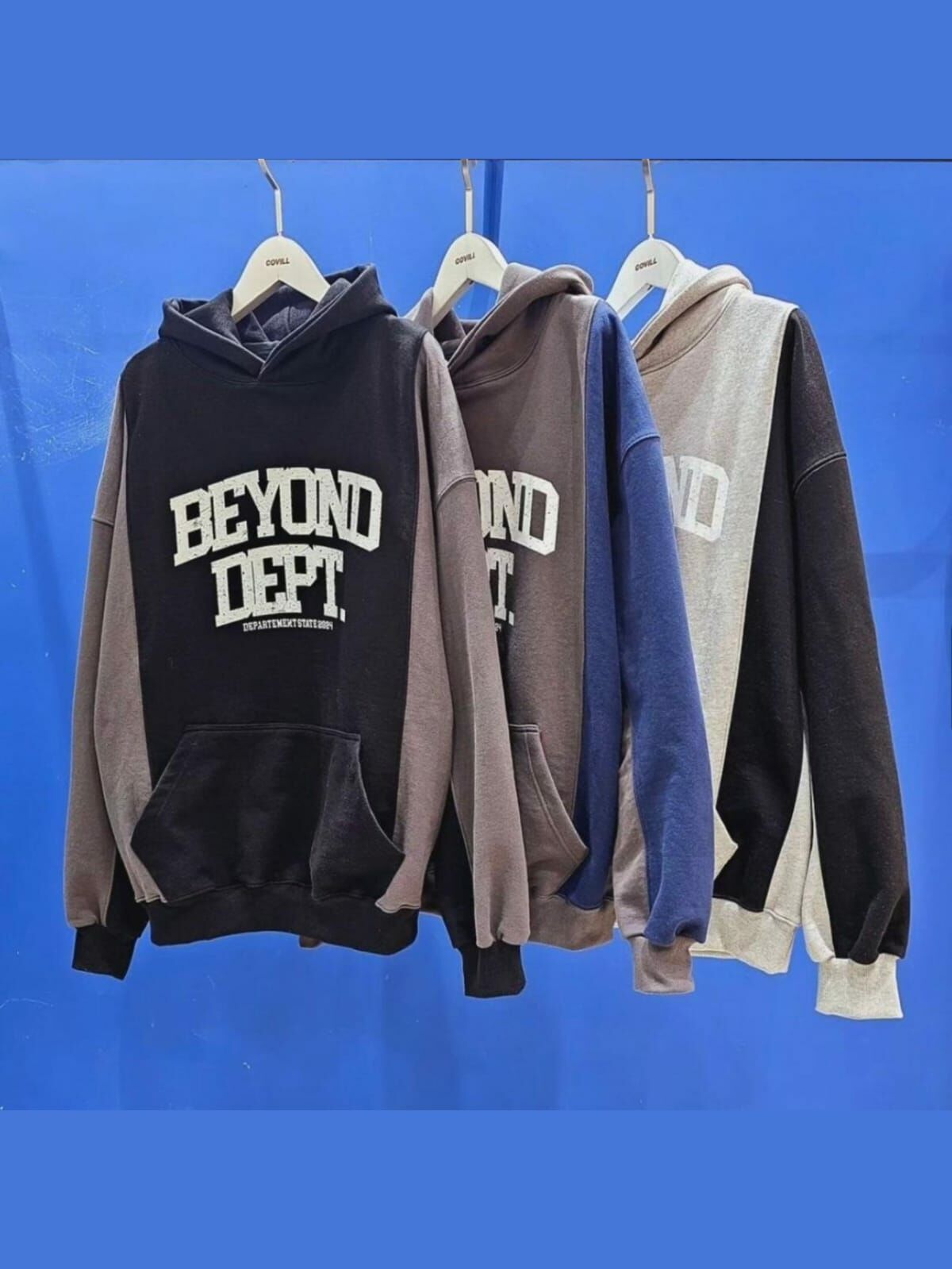 拼色英文字連帽衛衣 COVILL-082T