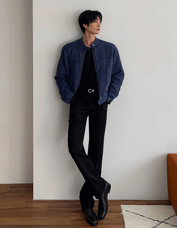 Moss粗花呢裁剪騎士夾克