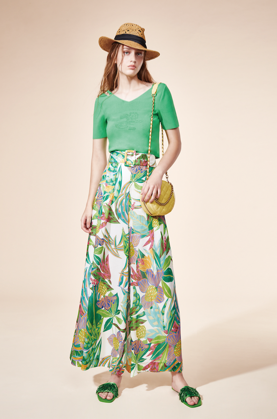 BD10025B1 光之森林草木印花寬褲 (附腰帶)